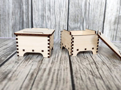 AmericanElm Pack of 2 Rectangle Unfinished Birch ply Wooden Box Natural DIY Craft Stash Boxes for Arts Hobbies and Home Storage