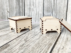 AmericanElm Pack of 2 Rectangle Unfinished Birch ply Wooden Box Natural DIY Craft Stash Boxes for Arts Hobbies and Home Storage