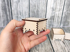 AmericanElm Pack of 2 Rectangle Unfinished Birch ply Wooden Box Natural DIY Craft Stash Boxes for Arts Hobbies and Home Storage