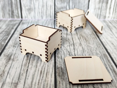 AmericanElm Pack of 2 Rectangle Unfinished Birch ply Wooden Box Natural DIY Craft Stash Boxes for Arts Hobbies and Home Storage