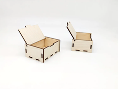AmericanElm Pack of 2 Rectangle Unfinished Birch plywood Box Natural DIY Craft Stash Boxes for Arts Hobbies and Home