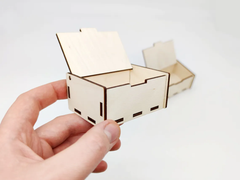 AmericanElm Pack of 2 Rectangle Unfinished Birch plywood Box Natural DIY Craft Stash Boxes for Arts Hobbies and Home