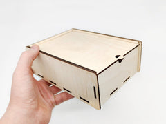 AmericanElm Rectangle Unfinished Birch ply Wooden Box Natural DIY Craft Stash Boxes for Arts Hobbies and Home Storage