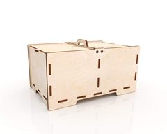 AmericanElm Unfinished 2 Side Open Wooden box Storage Jewellery Antique Box for Gift, DIY Art & Craft (8 X 3X 2.5 IN)