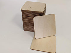 AmericanElm Set of 100 Wooden Square with Rounded Corners Unfinished Plain Coasters for DiningTable