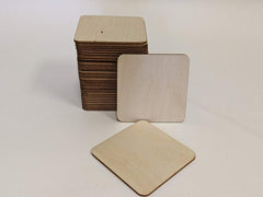 AmericanElm Set of 100 Wooden Square with Rounded Corners Unfinished Plain Coasters for DiningTable