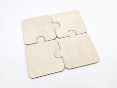 AmericanElm Set of 4 wooden Puzzle Coaster for Dining Table, Tea Coaster