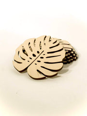 AmericanElm Wood Coasters Set of 5 Laser Cut Coasters Monstera Leaf for table décor