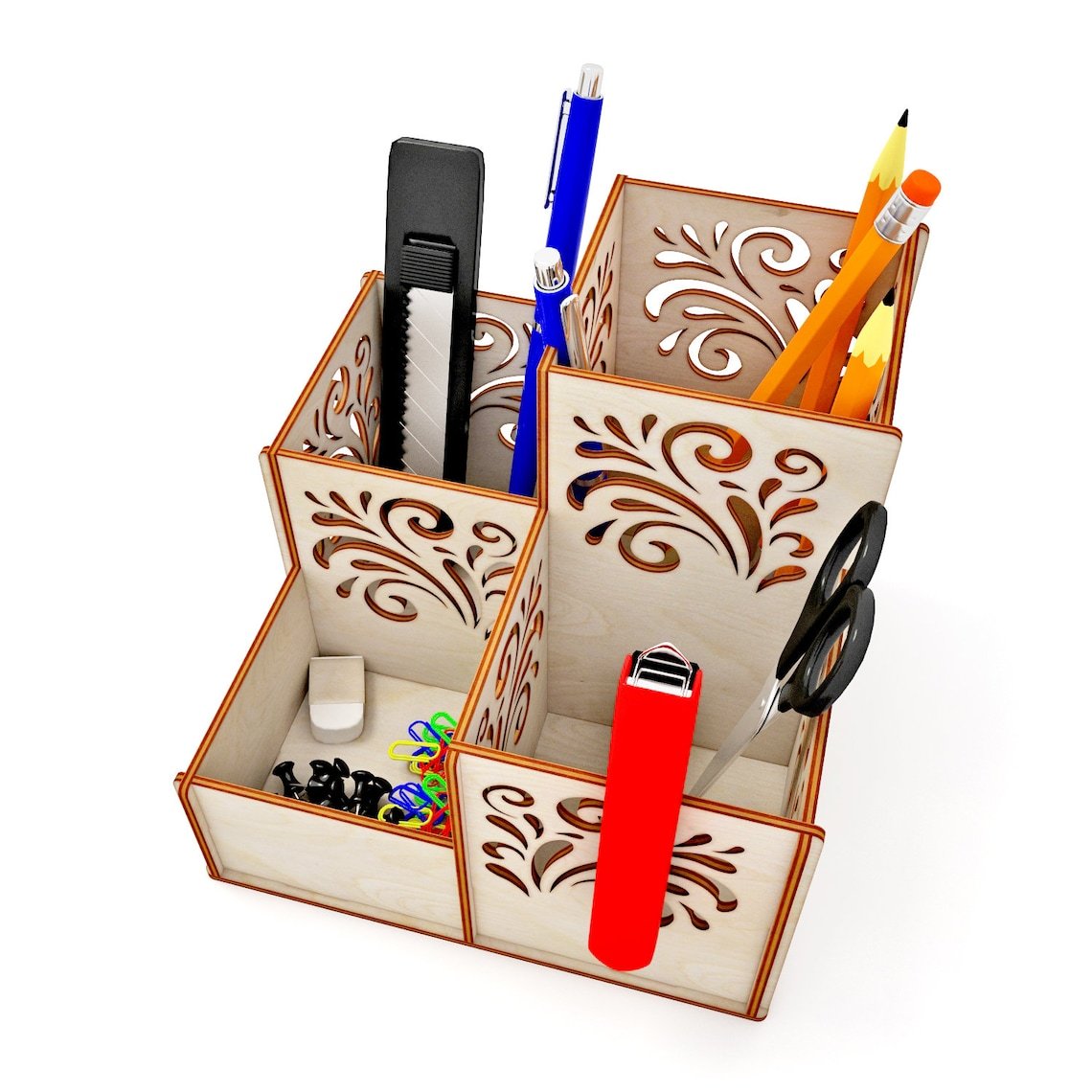 wooden pen holder for table