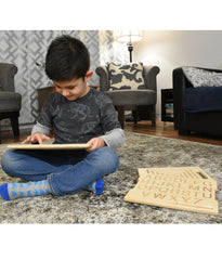 AmericanElm Alphabet Tracing Boards ABC Upper case and ABC Lower Case | Wooden Learning Toys for preschoolers