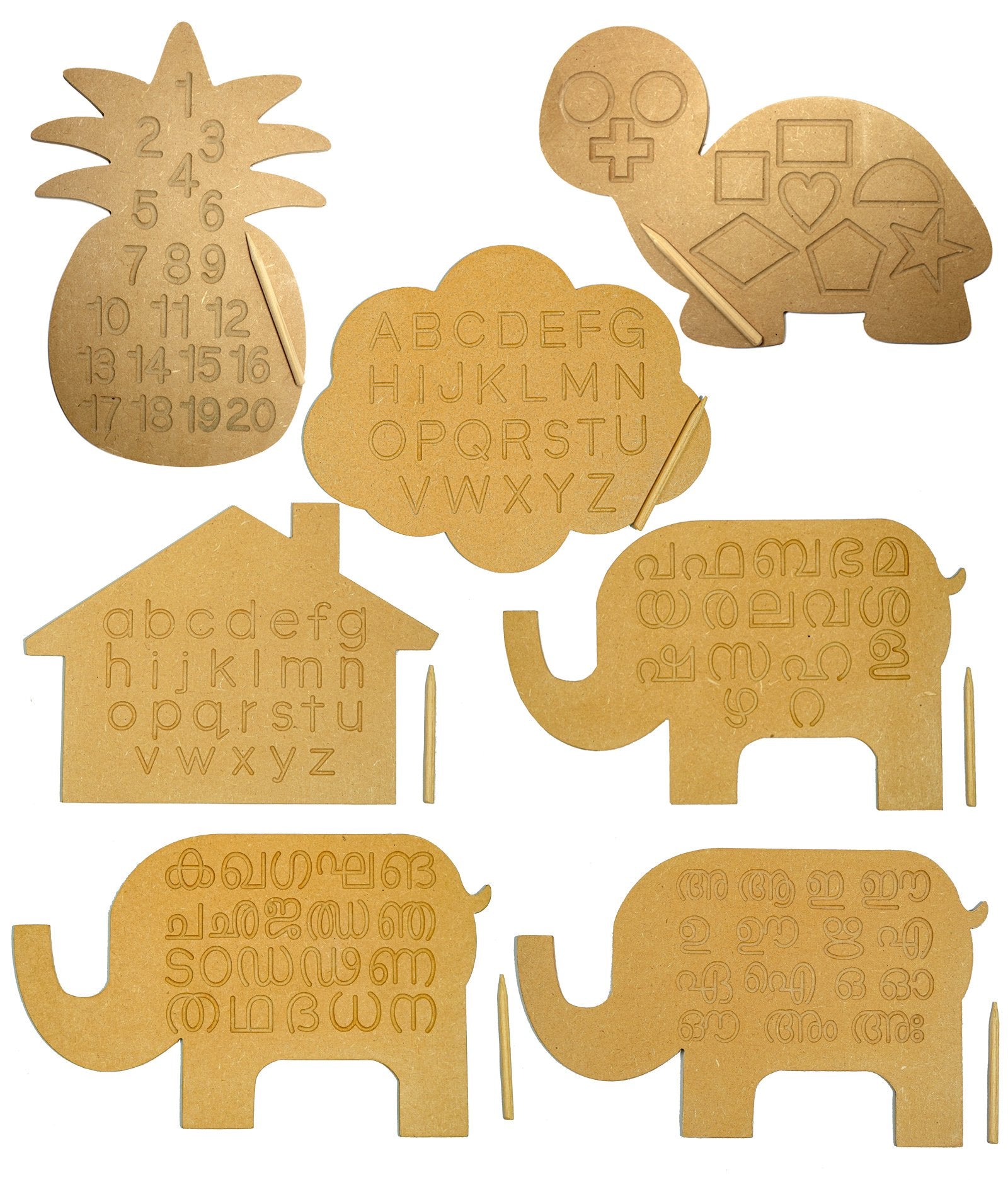 Educational malyalam alphabet study board