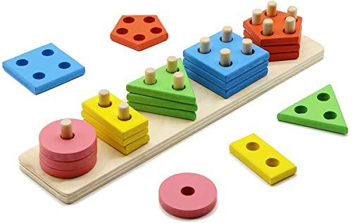 Puzzle Toys: Check Wooden Educational Preschool Toddler Montessori Toys,  Geometric Sorting Puzzle Toys for Kids on Cliths