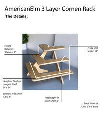 American-Elm 3 Layer Coner Racks and Shelves, Wooden Racks for Plant Stand