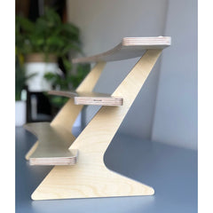 American-Elm Detachable Multipurpose Curved 3 Tiered Storage Shelf, Wooden Racks for Plant Stand