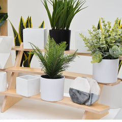 American-Elm Detachable Multipurpose Curved 3 Tiered Storage Shelf, Wooden Racks for Plant Stand