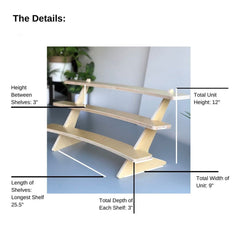 American-Elm Detachable Multipurpose Curved 3 Tiered Storage Shelf, Wooden Racks for Plant Stand