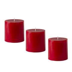 American-Elm 3 pcs Unscented 2x2 Inch Red Round Pillar Candle, Hand Poured Premium Wax Candles for Home Décor