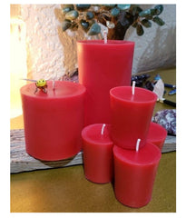 American-Elm 3 pcs Unscented 2x4 Inch Red Round Pillar Candle, Hand Poured Premium Wax Candles for Home Décor