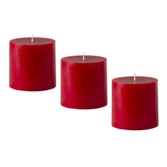 American-Elm 3 pcs Unscented 3x3 Inch Red Round Pillar Candle, Premium Wax Candles for Home Decor