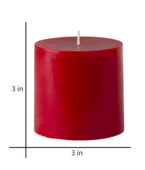 American-Elm 3 pcs Unscented 3x3 Inch Red Round Pillar Candle, Premium Wax Candles for Home Decor