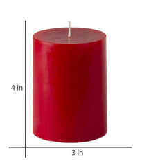 American-Elm 3 pcs Unscented 3x4 Inch Red Round Pillar Candle, Premium Wax Candles for Home Decor