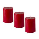 American-Elm 3 pcs Unscented 3x4 Inch Red Round Pillar Candle, Premium Wax Candles for Home Decor