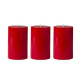 American-Elm 3 pcs Unscented 3x5 Inch Red Round Pillar Candle, Premium Wax Candles for Home Decor
