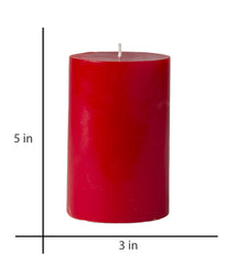 American-Elm 3 pcs Unscented 3x5 Inch Red Round Pillar Candle, Premium Wax Candles for Home Decor