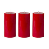 American-Elm 3 pcs Unscented 3x6 Inch Red Round Pillar Candle, Premium Wax Candles for Home Decor