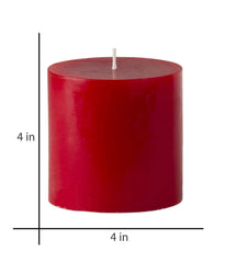 American-Elm Pack of 3 Unscented 4x4 Inch Red Round Pillar Candle, Hand Poured Premium Wax Candles for Home Decor