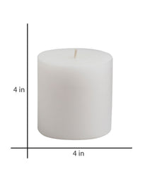 American-Elm Pack of 3 Unscented 4x4 Inch White Round Pillar Candle, Hand Poured Premium Wax Candles for Home Decor