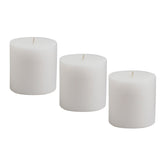 American-Elm Pack of 3 Unscented 4x4 Inch White Round Pillar Candle, Hand Poured Premium Wax Candles for Home Decor
