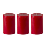American-Elm Pack of 3 Unscented 4x6 Inch Red Round Pillar Candle, Hand Poured Premium Wax Candles for Home Décor
