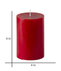 American-Elm Pack of 3 Unscented 4x6 Inch Red Round Pillar Candle, Hand Poured Premium Wax Candles for Home Décor