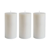 American-Elm Pack of 3 Unscented 4x8 Inch White Round Pillar Candle, Hand Poured Premium Wax Candles for Home Decor
