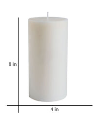 American-Elm Pack of 3 Unscented 4x8 Inch White Round Pillar Candle, Hand Poured Premium Wax Candles for Home Decor