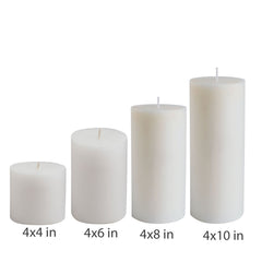 American-Elm Pack of 3 Unscented 4x8 Inch White Round Pillar Candle, Hand Poured Premium Wax Candles for Home Decor