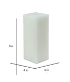 American-Elm Pack of 3 Unscented 4x4x8 Inch White Square Pillar Candle, Hand Poured Premium Wax Candles for Home Decor