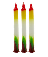 American-Elm Pack of 3 Navrang 2x 10 Inch Multi colour Classic Candle for For Home Decoration