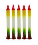 American-Elm Pack of 5 Navrang 2x 10 Inch Multi colour Classic Candle for For Home Decoration
