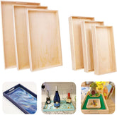 AmericanElm Set of 6 Pcs Wooden Serving Trays - Unfinished Wooden Decorative Trays with Handles
