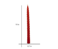 American-Elm Pack of 10 Ascented 0.7x10 In Red Twisted Tapered Candle For Diwali and Brithday Party or For Home Decor