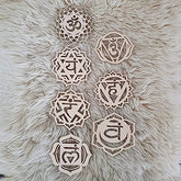 Beautifully Wood Carved 7 Chakra Symbols Set.
