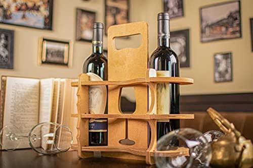 Whittlewud Solid Wooden Wine Rack Stand for Bottles, Wine Bottle Holder Basket Bar Trolley for Home Wooden Bar Furniture for Living Room or Display