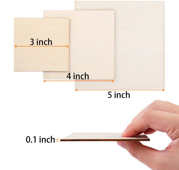 100pcs 3.5X4.5CM Unfinished Natural Wood Rectangle Blank Pieces Wooden Tags  Slices for Arts 