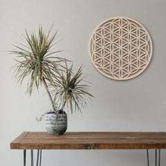 Cliths Fourth Level 12 Inch Flower of Life, Sacred Geometry Wood Wall Art, Spiritual Home Decor for Yoga/Meditation, Chakra
