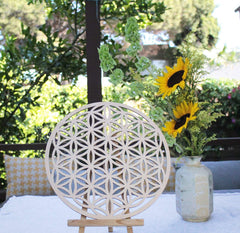 Cliths Fourth Level 12 Inch Flower of Life, Sacred Geometry Wood Wall Art, Spiritual Home Decor for Yoga/Meditation, Chakra