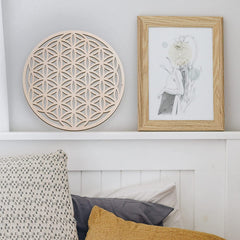 Cliths Fourth Level 12 Inch Flower of Life, Sacred Geometry Wood Wall Art, Spiritual Home Decor for Yoga/Meditation, Chakra