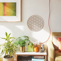 Cliths Fourth Level 12 Inch Flower of Life, Sacred Geometry Wood Wall Art, Spiritual Home Decor for Yoga/Meditation, Chakra