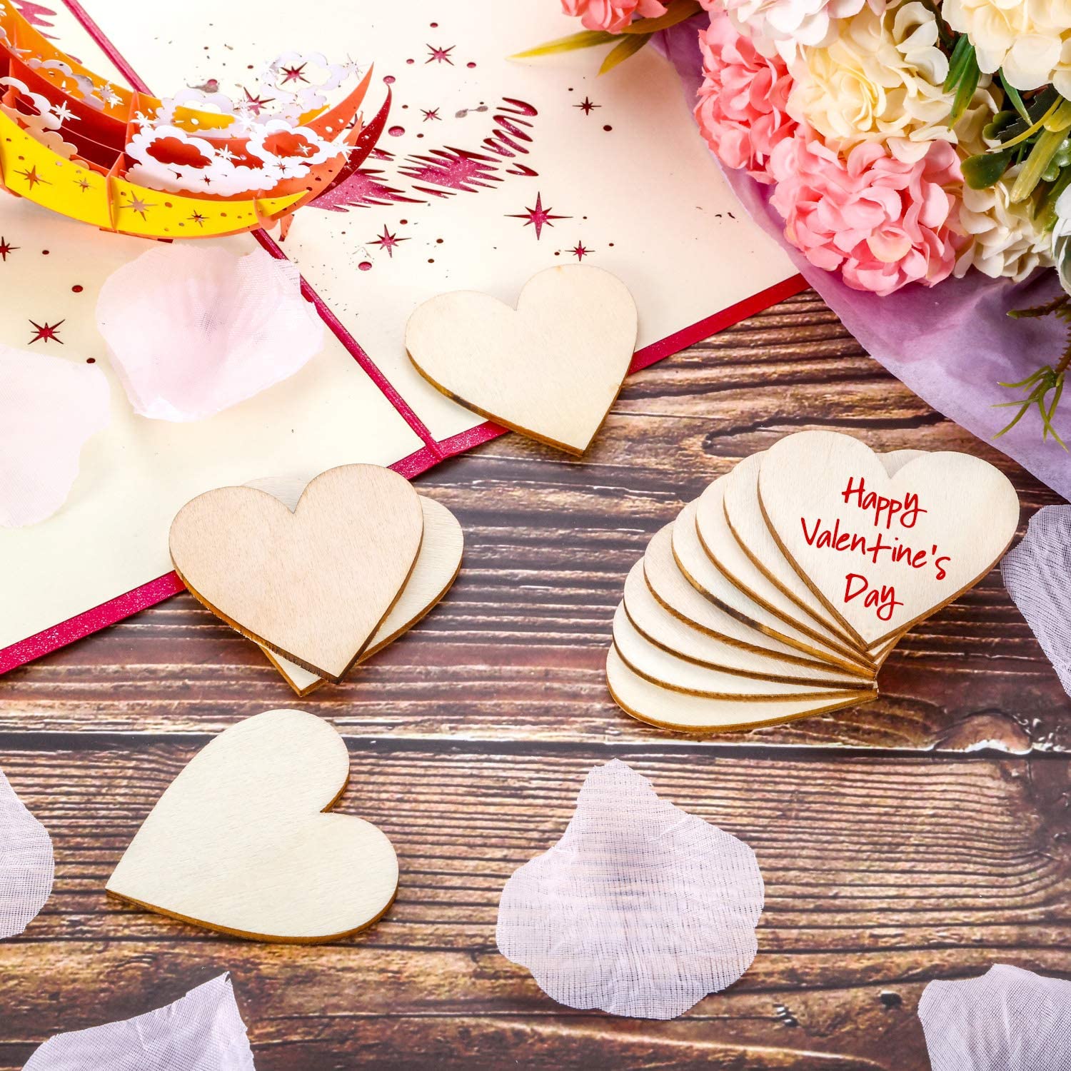 wood heart slices ornaments for wedding